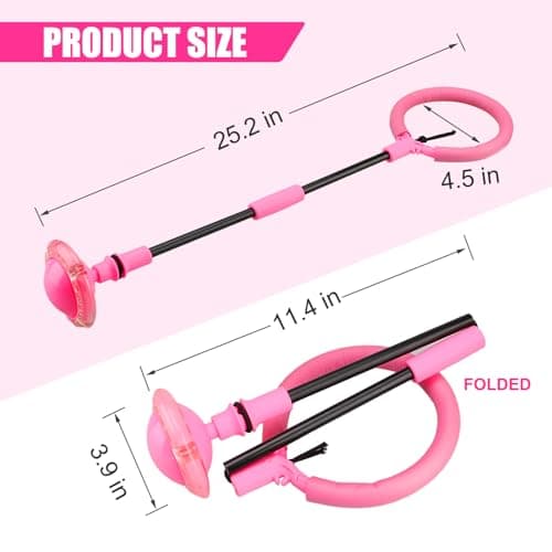 Ankle Skip Ball for Kids - Foldable Flash Wheel Skip Ball, Outside Game Toys for Kids & Adults, Gift for Boys & Girls Age 5 6 7 8 9 10 Years Old, Pink