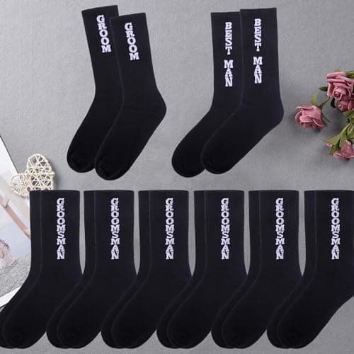 ZXGXLAW 8 Pairs Groom Groomsmen Gifts For Men Wedding Novelty Socks Funny Proposal Gifts Bestman