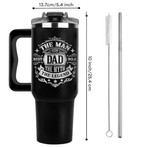Father Day Gifts For Dad from Daughter Son Kids, Birthday Gifts for Daddy, Present for Dads, Dad Tumbler 40 Oz, Best Father Mug, Cool Coffee Cup Ideas for Papa, Elderly Fathers, Step Daddy, New Papa