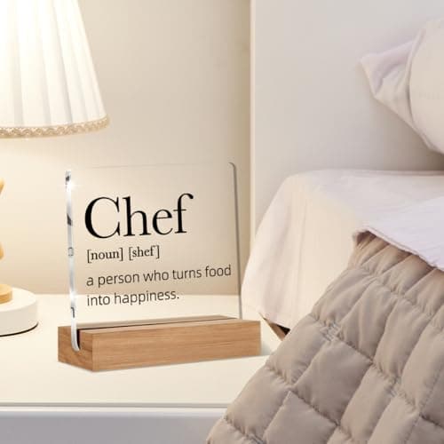 Chef Gifts for Men Women, Chef Definition Gift, Gifts for Chefs, Home Kitchen Decor, Desk Decor Acrylic Sign, 4 x 4 Inches