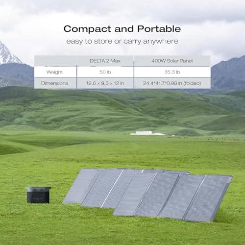 EF ECOFLOW Solar Generator DELTA 2 Max 2048Wh With 400W Solar Panel, LFP Battery Portable Power Station Up to 3400W AC Output Fast Charging 0-80% in 43 Min solar powered generator For Camping, RV