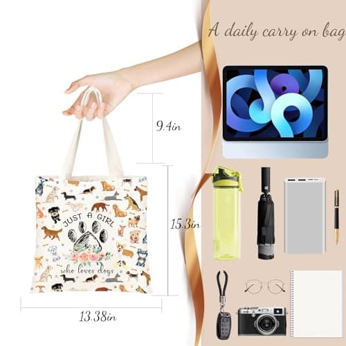 Cute Gifts for Dog Lover, Dog mom Gift Reusable Grocery Beach Shopping Bag for Women, Birthday Gift for Mom Daughter Friends Sisters Who Loves Dogs