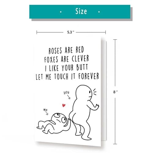 Huameigf Romantic Valentines Day Card for Wife Husband, Naughty Valentine's Day Gifts Ideas for BF GF, Cute Anniversary Birthday Card for Women Men, Rude Touch Your Butt Card
