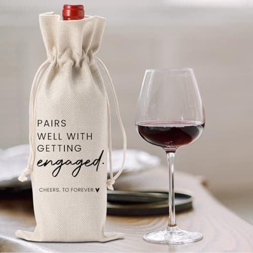 FBCCZEY Engaged Gifts, Engagement Gifts for Couples Her, Engagement Party Decorations Gifts for Engaged Couple Wine Bag, Pairs Well with Getting Engaged Wine Bottle Bag