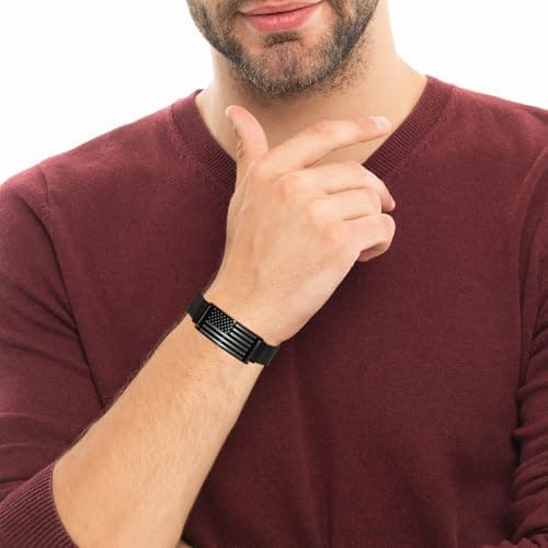 To My Dad/New Dad/Stepdad/Father-in-Law Bracelet, Adjustable Stainless Steel American Flag Bracelet Jewelry, Birthday Valentine Father’s Day Gifts