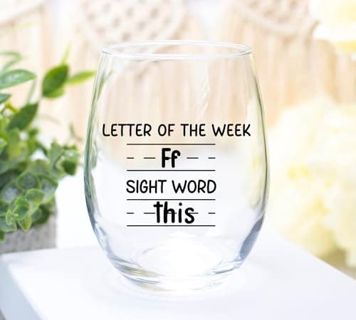 Sight Words 15 oz Wine Glass - Teacher Appreciation Gifts - Best New Teacher Gift Idea for Women, Funny Back to School Present from Students, Thank you Gifts for Coworker Retirement Birthday Christmas