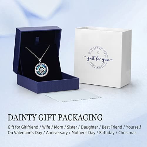 PAITAIN Compass Necklaces for Womens Jewelry for Wife Birthday Gift Ideas Wedding Anniversary Birthday Gifts for Her Gifts for Wife Sapphire Jewelry for Women, 18k Real Gold Filled S925 Sterling Silver Based