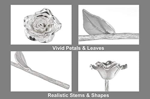 Tin Rose 10th Anniversary for Her Gift - Tin Gift 10 Year Wedding Anniversary for Wife Couples, Solid Pure Casted Everlasting Rose Tenth Decoration Aluminum for Him