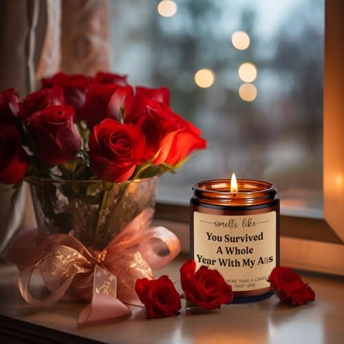GSPY Scented Candle, 1st Anniversary Candle Gifts for Boyfriend, Girlfriend - 1 Year Paper Anniversary Happy Gifts for Couple, Him, Her - First, One Year Wedding Anniv. Presents for Husband, Wife