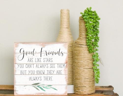 Simply Said, INC Perfect Pallet Petites Good Friends Are Like Stars Sign, Rustic Wooden Friendship Plaque, Farmhouse Shelf or Wall Decor, 8 Inch