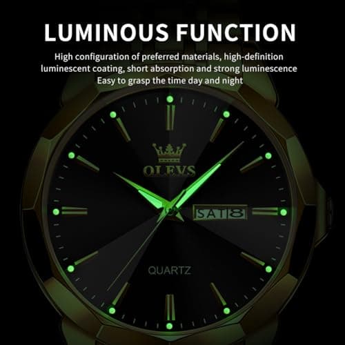 OLEVS Watch for Men Diamond Business Dress Analog Quartz Stainless Steel Waterproof Luminous Date Two Tone Luxury Casual Wrist Watch