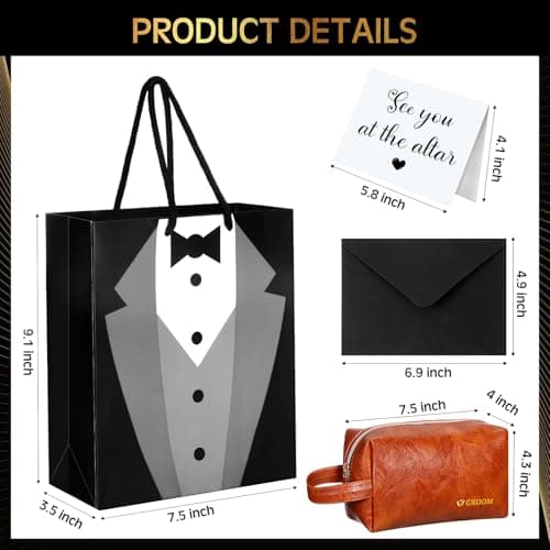 13 Pcs Groom Proposal Gift Set Stainless Steel Flask Box Bag Shot Glass Bottle Opener Pocket Watch Sunglasses Knife Sock Card Toiletry Bag for Wedding