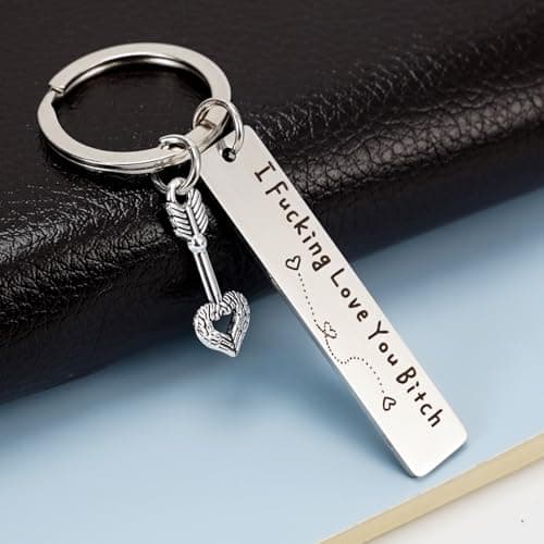 Best Friend Keychain for Women, Stainless Steel Key Chain Engrave I Fking Love You Bith Birthday Christmas Friendship Gift for Bestie Best Friends Female Bff