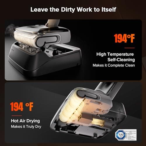 roborock F25 GT Vacuum Mop All in One, Wet Dry Vacuum Cleaner Cordless, 20000Pa Floor Cleaner Machine for Tile Hardwood Wood Vinyl Floor, Edge to Edge Self Cleaning Electric Mop with 180° Lie-Flat