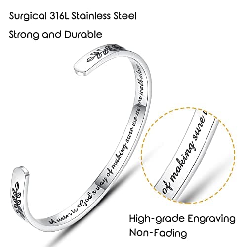 TONY & SANDY Cuff Bracelets for Women Teen Girls Best Friend Sister Mom Daughter Granddaughter Cousin Personalized Birthday Mother's Day Christmas Easter Gifts for Teens Girls Women Jewelry