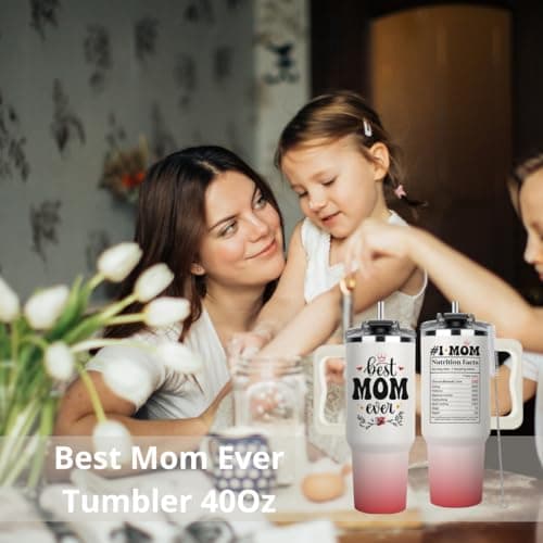 Best Mom Ever Tumbler, Mommy Coffee Mug, Mama Tumblers, Momma Gift Ideas, Funny Birthday Present For Her, Mom Cup, Cute Mother Day Gift Tumbler With Handle 40oz