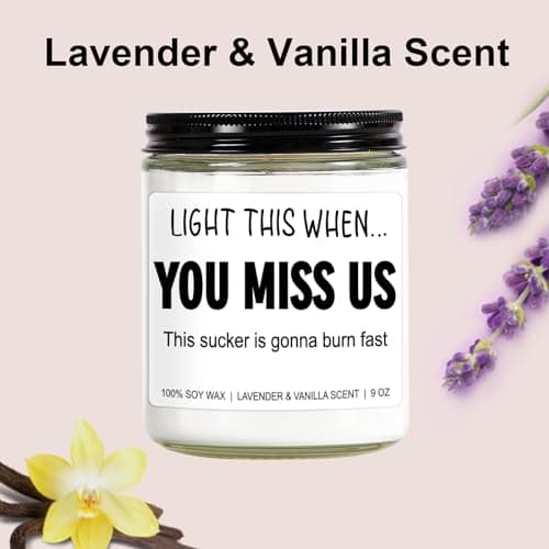 Funny Scented Candle, We Will Miss You, Moving Away Gifts for Friend, Farewell, Goodbye, Going Away Gifts for Coworkers Women, Men, Boss, Coworker Leaving, Retirement Presents - 9 oz