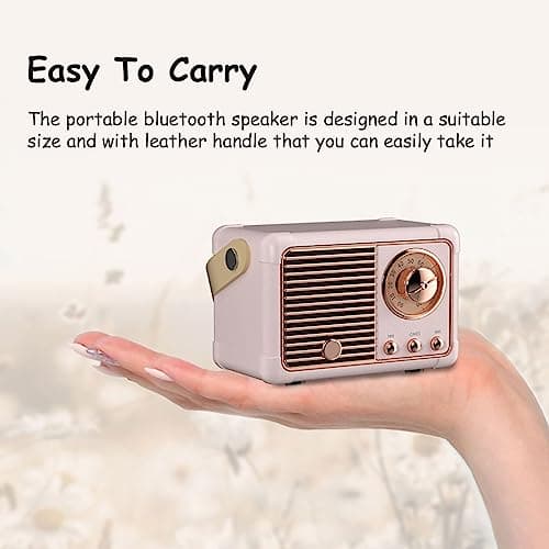 Retro Bluetooth Speaker, Portable Wireless Speaker with Crystal Clear Stereo Sound Rich Bass, Best Birthday Gifts Ideas for Women Teenage (Pink)