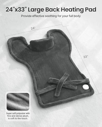 RENPHO Electric Heating Pad for Back Pain Relief, Birthday Gifts for Women Men Mom Dad Elderly, FSA Eligible Items Only List, Large Heat Pad for Neck and Shoulders, 24"x33", ETL Certified, Gray