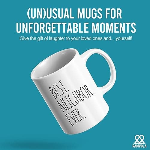 Panvola Best Neighbor Ever Farewell Gifts for Neighbors Moving Away Housewarming Goodbye Welcome Appreciation New Neighborhood Novelty Drinkware Ceramic Mug (11 oz, White)