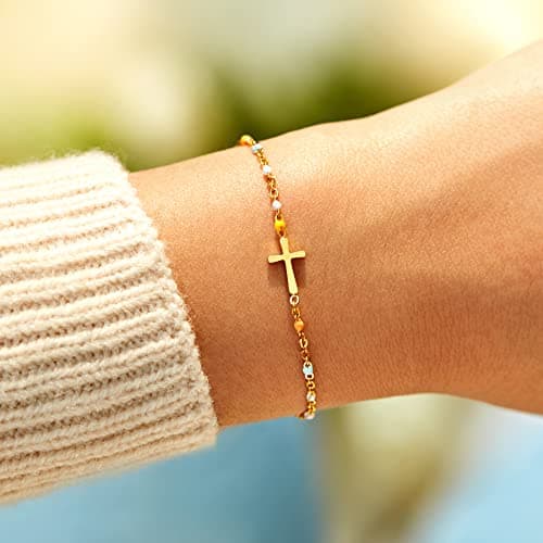 STORYJEWELLERY Cross Bracelet for Women, Religious & Christian Gifts for Women, Confirmation and Baptism Gifts, Encouragement Presents for Sister Daughter and Friend, Christian Jewelry