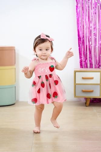 Baby Girl 1st Birthday Clothes One Year Old Tulle Romper Sleeveless Bodysuit Cake Smash Outfits