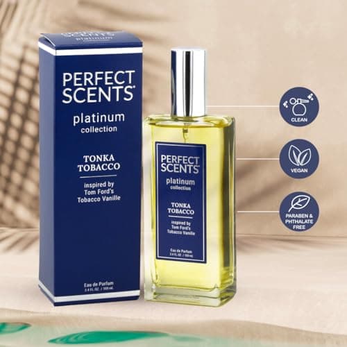 Perfect Scents Fragrances | Inspired by Tom Ford’s Tobacco Vanille | Platinum Collection | Tonka Tobacco | Unisex Eau de Parfum | Paraben & Phthalate Free | Never Tested on Animals | 3.4 Fl Oz