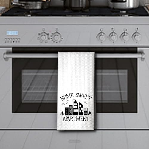 Hafhue Home Sweet Apartment Kitchen Towels, Funny Kitchen Towels, Microfiber White Towel, Sweet Housewarming Gifts, New Apartment Present, for Mom Aunt Neighbor