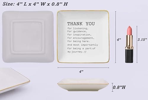 NZY Thank You Present for Women Best Friends-Appreciation,Birthday,Christmas Gifts for Women Best Friends-Ceramic Jewelry Tray Trinket Holder Ring Dish-Thank You Gifts for Being a Part of My Journey