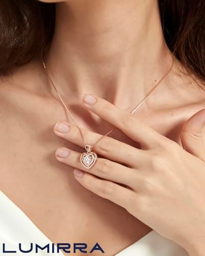 Moissanite Necklace for Women, 1Ct Yellow Gold Heart Pendant Necklace Gifts for Wife, 18K Gold Plated S925 Sterling Silver, Anniversary Jewelry Present for Wife, Birthday Gifts for Girlfriend, Mom