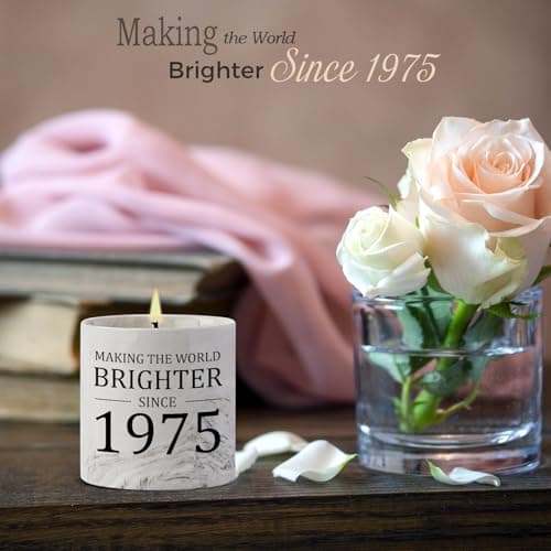 50th Birthday Gifts for Her - Gift for 50 Year Old Birthday Woman - 1975 Bday Gifts for Women - 50 Year Old Present Idea for Her Him, 6oz Lavender Ceramics Candle