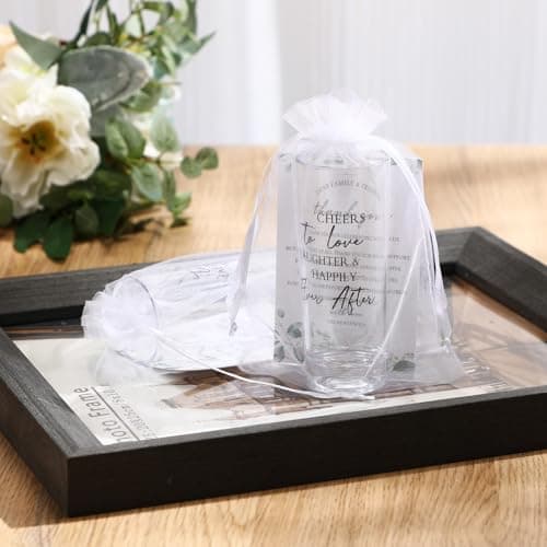 Sliner 50 Set Wedding Favors for Guests Bulk 2oz Acrylic Cheers to Love Shot Glasses with Thank You Cards Organza Bags for Guest Souvenirs Wedding Gifts Newlyweds Bridal Shower Party (Rectangular)