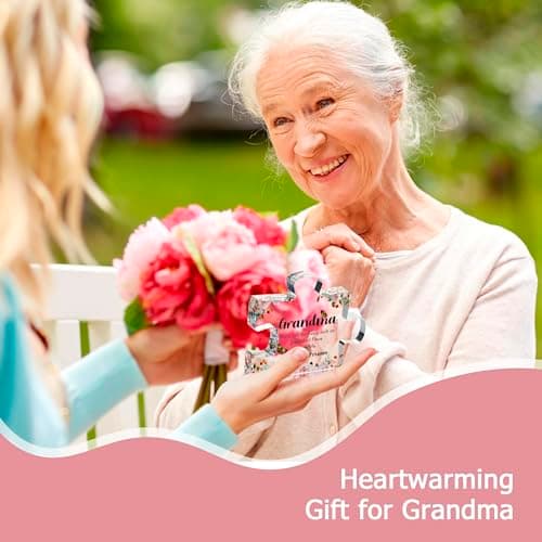 Gifts for Grandma - Engraved Acrylic Puzzle Piece - Mothers Day Adorable Grandma Presents for Birthday, Christmas, Thanksgiving Paperweights - Elegant Decorative Plaque with Lovely Quote - Chic Home