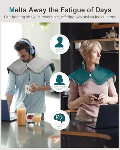 Heating Pad for Neck and Shoulder Pain Relief, Birthday Christmas Gifts for Women Mom Wife, 2lb Heated Neck Wrap Warmer for Daily Comfort, 6 Heat Settings 2 Hours Auto Shut Off, 17x23 inch, Blue