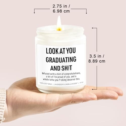 Funny Grad Candle, 2025 Graduation Gifts for Her, Him - College, High School, Masters Degree, Phd, Nursing & Nurse Graduation Gifts for Women, Men - 9 oz