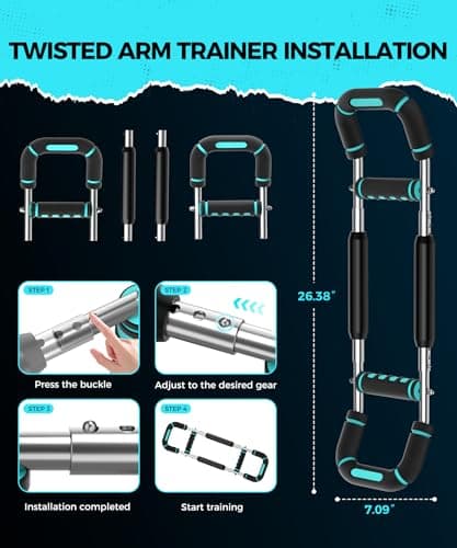 Twister Arm Trainer, Adjustable 5 Resistance Levels (40-130 lbs) Chest & Arm Workout Equipment for Men & Women, Ergonomic Home Gym Strength Trainer with Anti-Slip Handles & Carry Bag