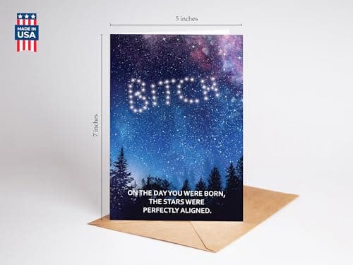 Gelid On The Day You Were Born, The Stars Were Perfectly Aligned - Funny Happy Birthday Cards for Women Her Sister - Humorous Thinking of You Gift Idea Best Friend - Bday Card for Bestie Girlfriend