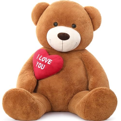 MaoGoLan Giant Teddy - I Love You Red Heart Big Dark Brown Stuffed Animal - Huge Valentines Teddy for GF,BF,Wife,Gift - Anniversary Birthday Gift