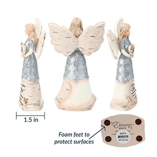 Pavilion 'Happy 80th Birthday' 82475 Elements Angels - Polyresin Birthday Angel Figurine - Silver Hand-Painted Remembrance and Keepsake Gift Angel for Grandmothers, Mothers, Aunts, Friends, Women