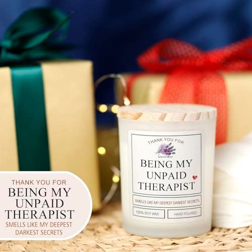 Thank You for Being My Unpaid Therapist - Friendship Gifts for Women Scented Candles Birthday Gifts for Friends Work Besties Mom Female Roommate Ideas Gifts