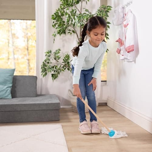 Melissa & Doug Dust Sweep Mop 6-Piece Pretend Play Set, Toddler Toy Cleaning, Pretend Play Home Cleaning, Kids Broom and Mop Set for Ages 3+