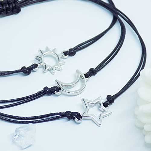 HOHOTANG Best Friend Bracelets for 3, Friendship Bff Matching Heart Bracelet for Women, Trio Bracelets Adjustable Birthday Jewelry Gifts for Best Friends