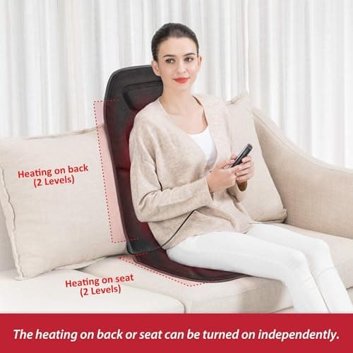 COMFIER Back Massager Seat Cushion with Heat,10 Vibration Motors, Massage Chair Pad,Chair Massager for Pain Relief at Office/Home,Christmas Gifts for Men Women