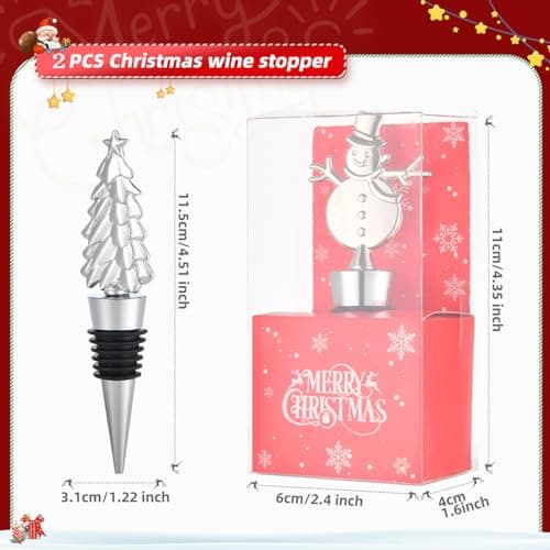 Christmas Wine Bottle Stoppers Set of 2, Wine stoppers for Christmas Thanksgiving Halloween and Easter Decorative, Xmas Wine Stoppers Gift for Hostess - Wine Corker/Wine Bottle Sealer