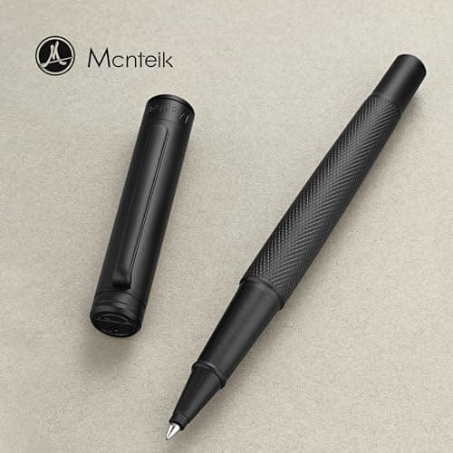 Matte Black Forest Rollerball Pen, Luxury Pen with Schmidt Black Ink Refill, Fancy Pen Gift Set for Men & Women, Business Signature, Executive, Office, Nice Fancy Designer Pens