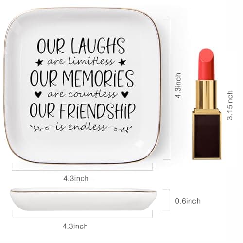 Friendship Gifts for Women Best Friend Jewelry Dish, Our Laughs are Limitless, Our Memories are Countless, Our Friendship is Endless Unique Gifts for Women, Female Friend Birthday Christmas