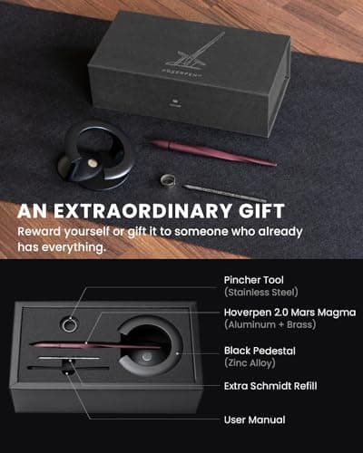 novium Hoverpen Interstellar, Mars Magma, Ballpoint Pen, Unisex, 23.5 Degree Angle, Schmidt Ballpoint Cartridges, Smooth Writing, No Spills, No Spotting, No Explosions