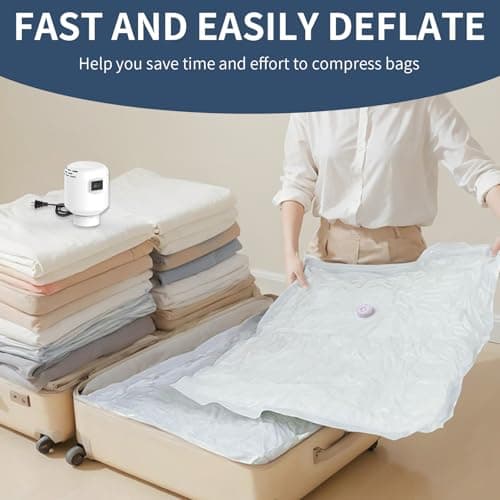 SZO 6 Pack Vacuum Storage Bags With Electric Air Pump,Vacuum Seal Bags For Clothing Travel, Space Saver Bags For Luggage, Blankets,Bedding,Moving bags