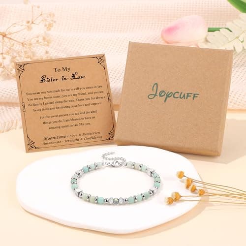 𝗚𝗶𝗳𝘁𝘀 𝗳𝗼𝗿 𝗪𝗼𝗺𝗲𝗻 𝗠𝗼𝗼𝗻𝘀𝘁𝗼𝗻𝗲 𝗕𝗿𝗮𝗰𝗲𝗹𝗲𝘁 Amazonite Colorful Imperial Jasper Stainless Steel Beads Bracelets, Graduation Mothers Day Christmas Birthday Gifts for Her Women