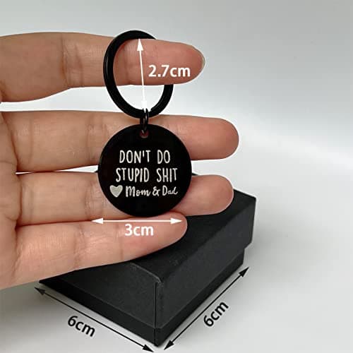 Funny Keychain Gift for Teenager from Mom, Don't Do Stupid Shit Keychain, Gift for Son Daughter Kids, Go to College Presents
